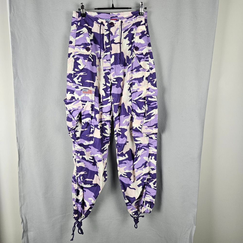 Vintage UFO Camo Cargo Pants Womens Size XXS Parachute Purple Camouflage 90s